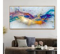 LTjiajuypd Tableau abstrait sur toile, affiche moderne aux motifs tourbillonnants bleus, jaunes et orange, idéal pour la décoration murale d'une chambre, d'un bureau, d'un café (80 x 160 cm)