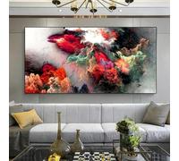 LTjiajuypd Tableau abstrait sur toile, affiche moderne aux motifs tourbillonnants bleus, jaunes et orange, idéal pour la décoration murale d'une chambre, d'un bureau, d'un café (60 x 120 cm)