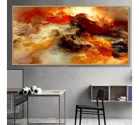 LTjiajuypd Tableau abstrait sur toile, affiche moderne aux motifs tourbillonnants bleus, jaunes et orange, idéal pour la décoration murale d'une chambre, d'un bureau, d'un café (50 x 90 cm)