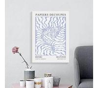 LTjiajuypd Tableau abstrait sur toile « Homme et fleur » de Matisse bleu, style nordique, 50 x 70 cm, sans cadre. Décoration murale moderne.