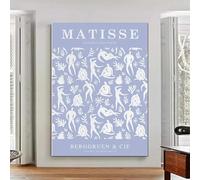 LTjiajuypd Tableau abstrait sur toile représentant un homme et une fleur, de style Matisse bleu (40 x 55 cm, sans cadre). Affiches et impressions nordiques. Décoration murale moderne.