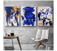 LTjiajuypd Tableau abstrait Yves Klein Cercle bleu sur toile, affiche moderne pour salon, chambre, bureau, décoration intérieure (60 x 90 cm - 3 pièces)