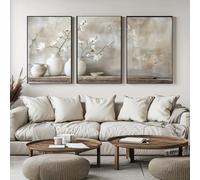 LTjiajuypd Tableau imprimé sur toile, orchidée blanche, art mural, paysage floral vintage pour salon, chambre, bureau (60x90cm-3 pièces)