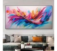 LTjiajuypd Tableau imprimé sur toile représentant des plumes colorées, style abstrait moderne, pour la décoration du salon (60 x 120 cm)