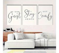 LTjiajuypd Tableau imprimé sur toile « Soyez notre invité, restez un moment, installez-vous confortablement », citations pour la décoration du salon et de la chambre (30x40cm-3 pièces)