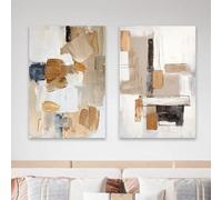 LTjiajuypd Tableau minimaliste beige à effet visuel et impressions blanches abstraites pour la décoration du salon ou du bureau (50x70cm-2 pièces)