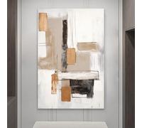 LTjiajuypd Tableau minimaliste beige sur toile et impressions blanches, art mural abstrait pour salon, chambre ou bureau (40x60cm/sans cadre)