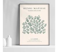 LTjiajuypd Tableau minimaliste sur toile « Fleurs et feuilles de Matisse », style nordique, neutre, pour la décoration intérieure (70 x 100 cm).