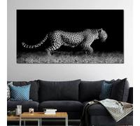 LTjiajuypd Tableau moderne guépard noir et blanc sur toile, idéal pour la décoration murale de votre bureau ou salon (50 x 100 cm)