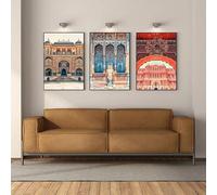LTjiajuypd Tableau sur toile, impressions murales, images de paysage urbain indien, Fort d'Amber, Le Taj Mahal, voyage, décoration de salon ou de café (50 x 70 cm - 3 pièces)