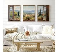 LTjiajuypd Tableau sur toile imprimé style rétro représentant des paysages naturels italiens, idéal pour une chambre ou un salon de style nordique (60 x 90 cm - 3 pièces)