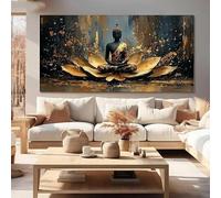 LTjiajuypd Tableau sur toile moderne imprimé représentant une statue de Bouddha lotus, idéal pour une salle de méditation (60 x 120 cm)
