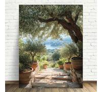 LTjiajuypd Tableau sur toile représentant un chemin d'oliviers, affiche imprimée style moderne vintage pour la décoration de la maison ou du bureau (60 x 85 cm)