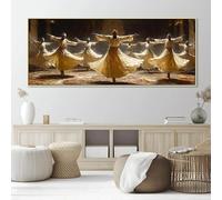 LTjiajuypd Tableau sur toile représentant un derviche tourneur, art mural abstrait islamique pour la décoration du salon, de la chambre, du bureau et de la maison (80 x 160 cm)