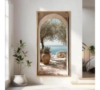 LTjiajuypd Tableau sur toile représentant une arche d'oliviers, style minimaliste méditerranéen, idéal pour la décoration du salon (50 x 100 cm)