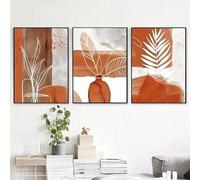 LTjiajuypd Tableau sur toile style bohème chic nordique, tons terracotta, formes et lignes simples, idéal pour le salon, la chambre ou le bureau (30 x 40 cm - 3 pièces)