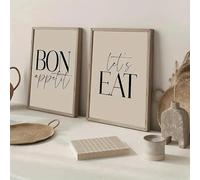 LTjiajuypd Tableaux sur toile - « BON Appétit » « Mangeons » Typographie Art Déco moderne et classique pour la décoration du salon (30 x 45 cm - 2 pièces)
