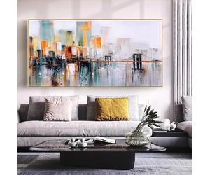 LTjiajuypd Tableaux sur toile, impressions, peintures, affiches abstraites de paysage urbain et de bâtiments, décoration murale pour la maison (60 x 120 cm)