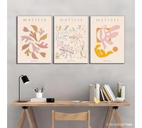 LTjiajuypd Toile décorative élégante pour tout espace de vie, beige, imprimé floral vintage, style bohème neutre, décoration murale pour la maison (60 x 90 cm, 3 pièces)