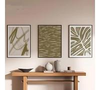 LTjiajuypd Toiles imprimées vert olive, style abstrait, collection moderne, décoration minimaliste (30 x 50 cm - 3 pièces)