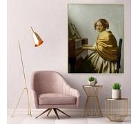 LTjiajuypd Une jeune femme assise au virginal de Johannes Vermeer, toile, peinture à l'huile, affiche, décoration d'intérieur (70 x 110 cm, sans cadre)