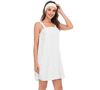 LTLCLZ Paréo de sauna pour femme avec poche - Taille S - XXL - Avec élastique - Serviette de sauna - Longueur genoux, Blanc., M