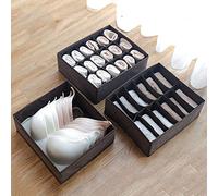 LTLWSH Boîte De Rangement pour sous-vêtements en Tissu De Lin Brut, sous-vêtements De Soutien-Gorge pour La Poitrine, Chaussettes, Boîte De Rangement en Tissu pour Tiroir, Trois Pièces