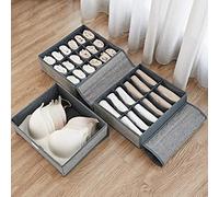 LTLWSH Boîte De Rangement pour sous-vêtements en Tissu De Lin Brut, sous-vêtements De Soutien-Gorge pour La Poitrine, Chaussettes, Boîte De Rangement en Tissu pour Tiroir, Trois Pièces