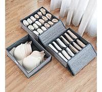 LTLWSH Boîte De Rangement pour sous-vêtements en Tissu De Lin Brut, sous-vêtements De Soutien-Gorge pour La Poitrine, Chaussettes, Boîte De Rangement en Tissu pour Tiroir, Trois Pièces