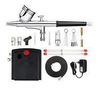 LTLWSH Démarrage Et Arrêt Automatiques Compresseur Aerographe Modelisme avec Reservoir Double Action Aerographe Kit Complet avec 0.2 0.3 0.5Mm Buse Et Aiguille pour Nail Art,Alimentaire,Ongle