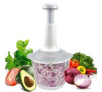 LTLWSH Hachoir Manuel - Mixer Broyer Découper Légumes Fruits Ail Condiment - Design Acier Inoxydable 3 hélices - Utilisation Facile et Rapide
