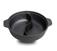 LTLWSH Hot Pot Marmite À Fondue, Cuisinière À Induction À Deux Séparations De Saveur en Cast Iron Épais Utilisable Marmite Fondue Chinois, Fondue Divisée Très Épaisse,32cm