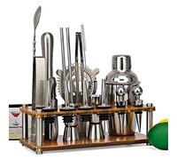 LTLWSH Kit à Cocktails de Barman avec Support, Jeu de 20 Accessoires de Bar Kit de Cocktail Ensemble de Barman idéal pour la Maison et kit Shaker à Martini de mélange Boissons,350ml