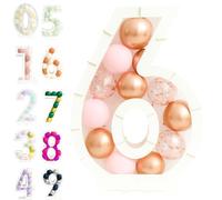 LTMG Chiffre géant 6 - Structure à ballons 74 cm - Mosaic Balloon Number 6 - Cadre décoratif pour anniversaire - Support ballons facile à monter - Déco fête élégante et réutilisable