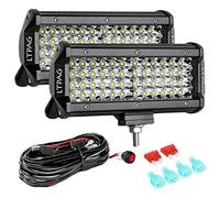 LTPAG Phare de Travail, 7'' 288W 28800lm Projecteur Phare, 96 LEDs Lumières de Travail à LED - avec Interrupteur Imperméable 12V 40A Kit de Câbles Feux de Brouillard Câblage Auto On-Off Interrupteur