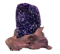 LTRAJUYNH 10cm Uruguayan Deep Purple Amethyst Geode Raw Crystal Cluster for Home Decor, Feng Shui, and