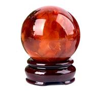 LTRAJUYNH Beautiful Red Agate Ball Crystal Quartz Ball Raw Stone Sphere Feng Shui Ornaments for Healing/Divination/Chakra Balance/Yoga/Home/Office Decoration,60-70mm