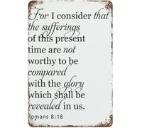 LTRAJUYNH For I Consider That The Sufferings Of This Present Time Are Not Worthy To Be Compared Black White Vintage Metal Print For Kitchen Coffee Corner Breakfast Nook Wall 8 X 12 in