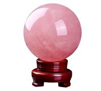 LTRAJUYNH Large Quartz Crystal Ball with Stand, Rose Quartz Gemstone Sphere,Polished Stone Sphere Sculpture Figurine for Witchcraft,Scrying,Decorative,50mm/1.96in
