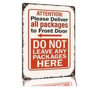LTRAJUYNH Package Drop Metal Sign Delivery Instructions 8x12 Inch | Rust resistant sign that stays legible through rain snow and sun exposure
