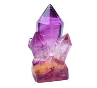 LTRAJUYNH Rainbow Fluorite Quartz Tower,Colorful Crystal Quartz Hexagonal Wand Crystal Cluster Carved Column Gemstone for Home Decor