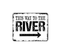 LTRAJUYNH River Direction Sign Metal Tin Sign Vintage Arrow Sign Rustic Wall-Art for Camping Cabin Backyard Trail Wayfinding Decor 8 X 12 inch
