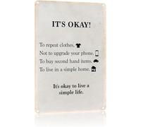 LTRAJUYNH Whimsical Its Okay to Live Simple Metal Sign Wall Decor for Kitchen Home Office Living Room Garage Man Cave 8 X 12 in