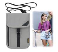 Ltsbaed Pochette Voyage Tour de Cou Unisexe, Gris Clair Pochette Voyage Documents avec Sécurité de Blocage RFID, Multifonction Sac de Passeport Imperméable pour Eléphone,Téléphone, Passeport