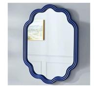 LTSRLL Bleu/Marron - Miroir Décoratif À Cadre Incurvé, Miroir Suspendu Simple for Salle De Bain, Miroir Mural Décoratif De Campagne Française, Miroir Décoratif Mural Ovale Vintage(Blue,40 * 60)