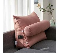 LTSRLL Grand coussin pour tête de lit, 60 x 50 x 20 cm, coussin de soutien pour dossier, lecture, TV, avec rouleau de nuque amovible - coussin de soutien pour la tête, les lombaires, le dos avec