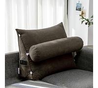 LTSRLL Grand oreiller pour tête de lit 60 x 50 x 20 cm - Coussin de dossier, lecture et télévision avec rouleau de cou amovible - Coussin de soutien de la tête/lombaire/du dos avec housse amovible