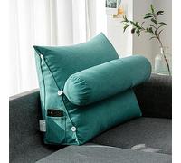 LTSRLL Grand Oreiller de Tête de Lit 60x50x20cm Dossier Lecture TV Oreiller avec Rouleau de Nuque Détachable - Coussin de Soutien Tête/Lombaire/Dos avec Housse Amovible pour Adulte Enfant Grossesse