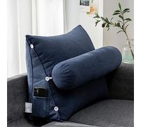 LTSRLL Grand oreiller pour tête de lit 45 x 45 x 20 cm avec rouleau de cou amovible - Coussin de soutien tête/lombaire/dos avec housse amovible pour adulte et enfant