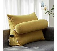 LTSRLL Grand oreiller pour tête de lit 60 x 50 x 20 cm - Coussin de dossier, lecture et télévision avec rouleau de cou amovible - Coussin de soutien de la tête/lombaire/du dos avec housse amovible